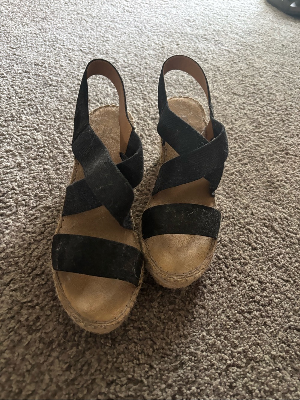 White Mountain Black Crisscross Espadrille Slingback Wedges